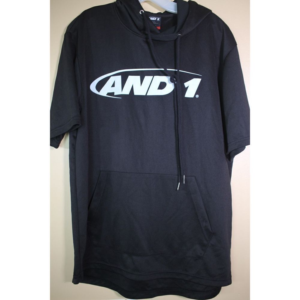 Vintage And 1 Black Short Sleeve Hoodie - Size Large